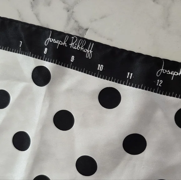 Joseph Ribkoff Satin Polka Dot Bandana Square Scarf Black White Bag Hair Scarf - Picture 3 of 7